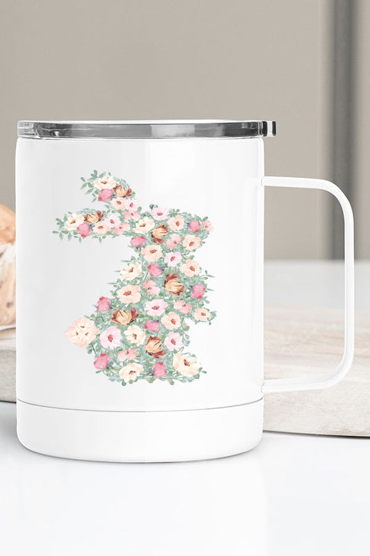 Easter Floral Bunny Stainless Steel Coffee Travel Cup