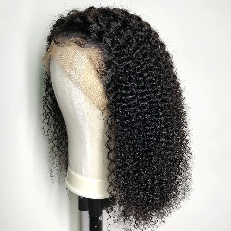 Afro Kinky Curly LaceFront Human Hair Wigs Deep Curly HD Transparent