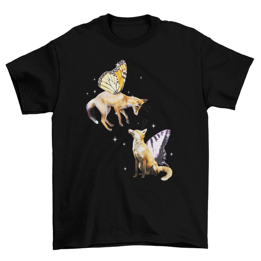 Foxes with butterfly wings t-shirt