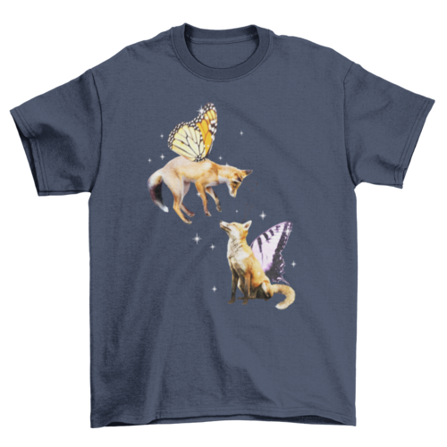 Foxes with butterfly wings t-shirt