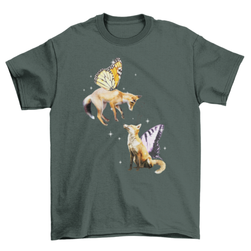 Foxes with butterfly wings t-shirt