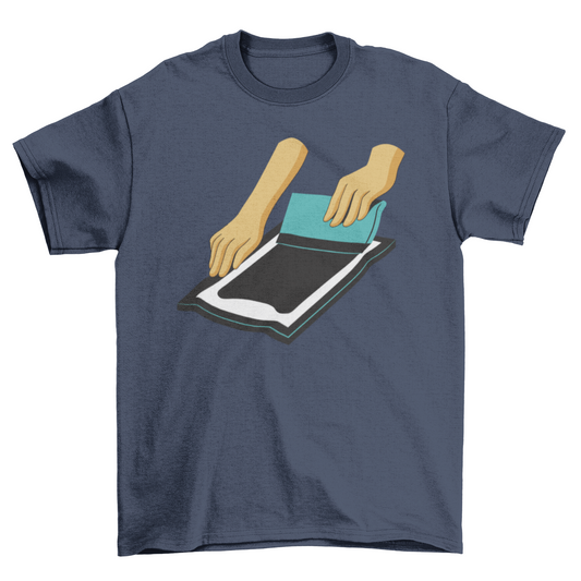 Hands screen painting t-shirt